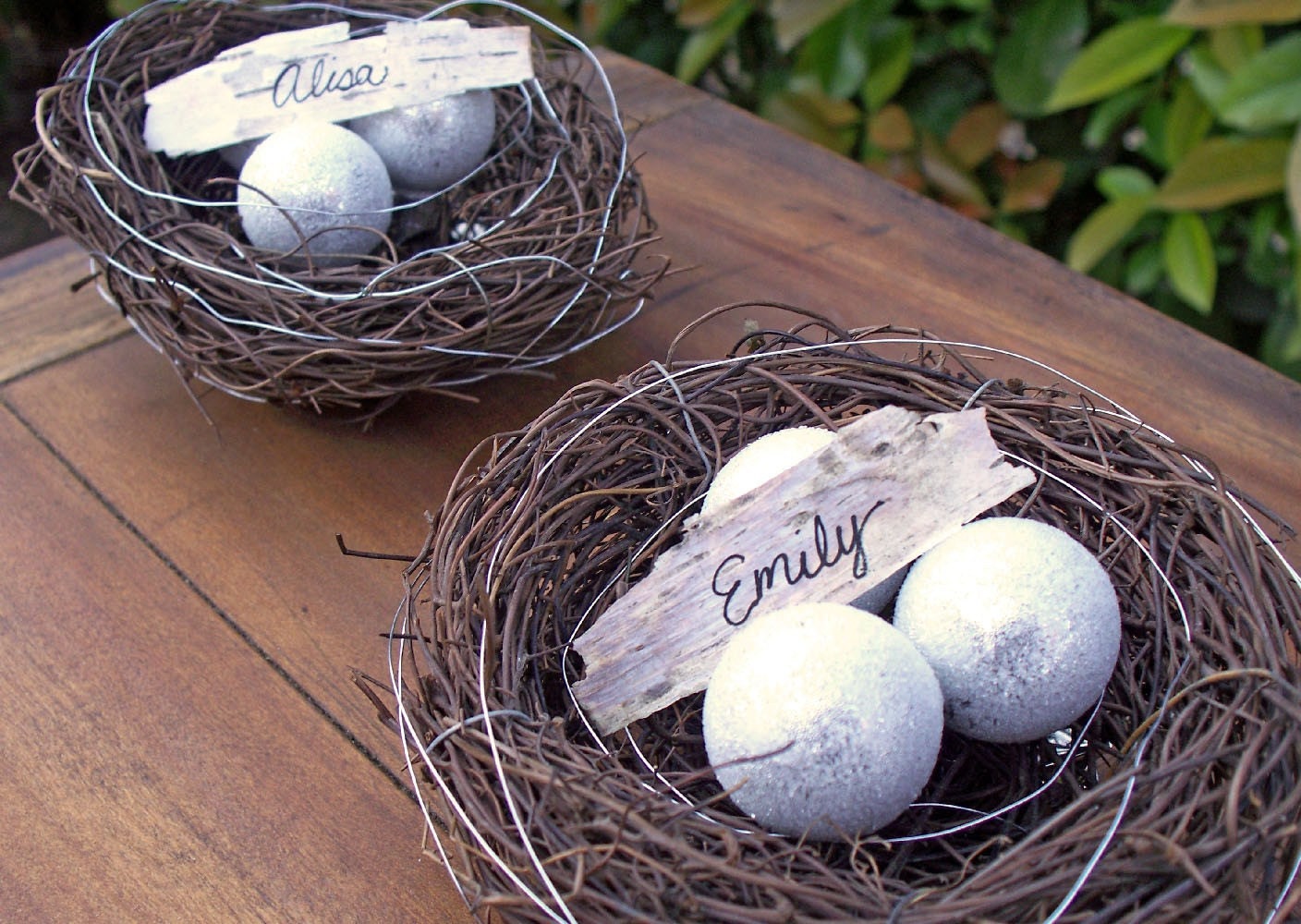 Winter Wedding Bird's Nest Favor/ Place Card Holder/