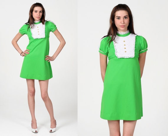 Neon green long sleeve mini dress