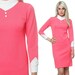 60s Dress Space Age Dress 1960s Mod Vintage Pink and White Go Go 70s Button Neck Long Sleeve Bodycon Color Block Mini Dress Extra Small XS