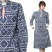 60s 70s Floral Dress Keyhole Mod Blue and White 1960s Shift Pockets Collared Cut Out Vintage Tunic Long Sleeve Midi Dress Large L