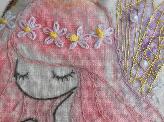 Vintage Embroidery fairy Purse (Metal Frame)