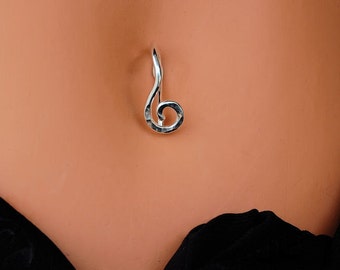 Silver Navel Ring / Navel Jewelry / Belly Ring / Coil Belly Ring / Simple Belly Ring / Sterling Silver / Organic Open Spiral BEST SELLER