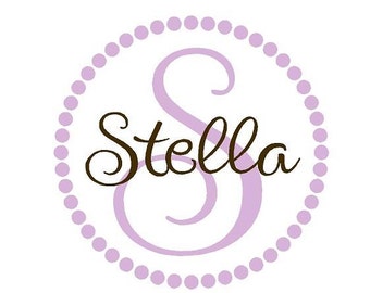 Nursery Name Wall Decal - Polka Dot Vinyl Stickers - Name with Initial Wall Lettering FN0172