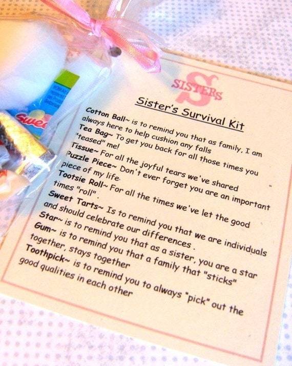 Sister S Survival Kit Cute Gift For Sister S