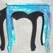 Holographic Handpainted Wood Table 10inches Tall Top 9x8.5inch Accent Table, Centerpiece, Plant Stand