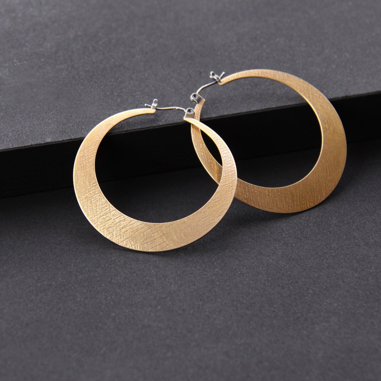 Modern hoop earrings sleek design and large by bluehourdesigns