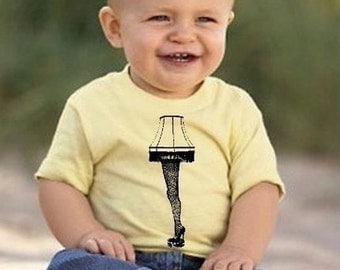 A Leg Lamp-Shirt Yellow Black kids boys girls Baby infant toddler 6M 12M 18M 2T 3T 4T 5/6 FUNNY story Tee Shirt highheel stockings movie