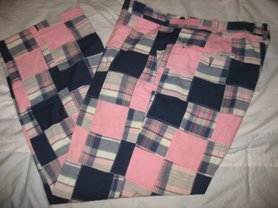 VINTAGE Men's GOLF PANTS Patch Work PINK