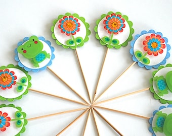 Frogger and Flower Cupcake Toppers