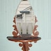 Small Vintage Scroll Wood Wall Sconce with Mirror