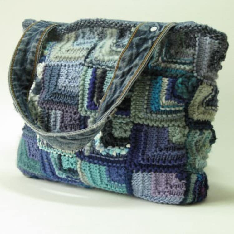 Mitred Square Bag Knitting Pattern Knitted Bag by ...