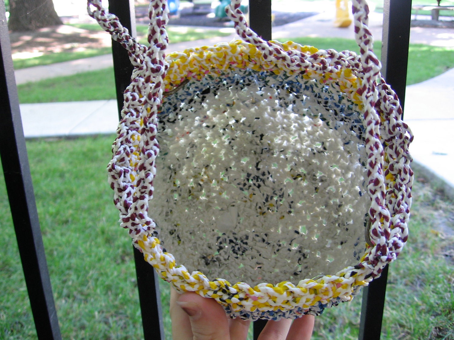 Hanging Planter Patio Pot Crochet Upcycled by