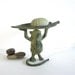 Mouse Leaf Tray Vintage Figurine Verdigris Metal Collectible