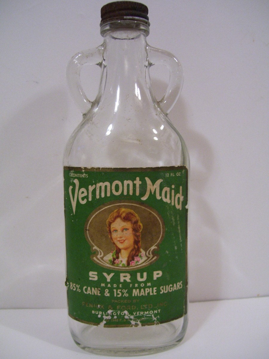 Vermont Maid Syrup Bottle...double handle...1948