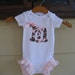 Onesie with Initial and Pink Leg Ruffles - long sleeve or short sleeve - newborn to 24m