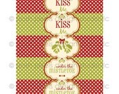 MISTLETOE PARTY - Printable Holiday Drink Wraps - Water Bottle Labels - Polka Dots and Mistletoe - DIY Under the Mistletoe Collection Il_170x135
