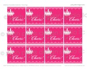 MISTLETOE CHANDELIER - Printable Holiday Favor Tags - 2 inch - Hot Pink and Chevron - Mistletoe Chandelier Collection Il_170x135