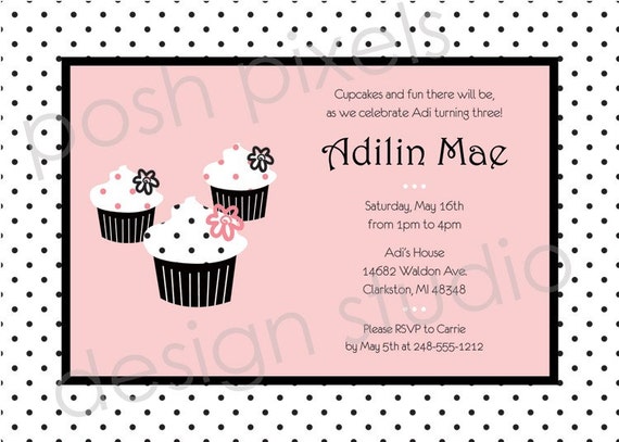 PREPPY CUPCAKE - Printable 5"x7" Invitation - Birthday - DIY Preppy Cupcake Collection - by Make Life Cute Il_570xn