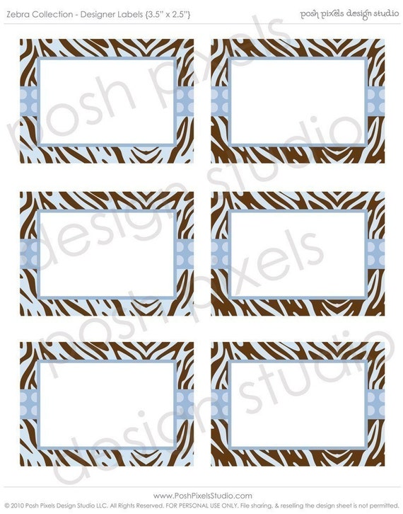 Items similar to ZEBRA LABELS - Printable Designer Labels - Baby Shower ...