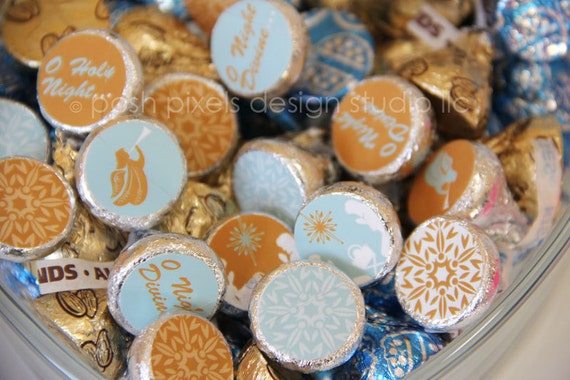 O HOLY NIGHT - Printable Candy Stickers - Blue, Gold, Nativity - Kiss Stickers - O Holy Night Collection - by Make Life Cute Il_570xn