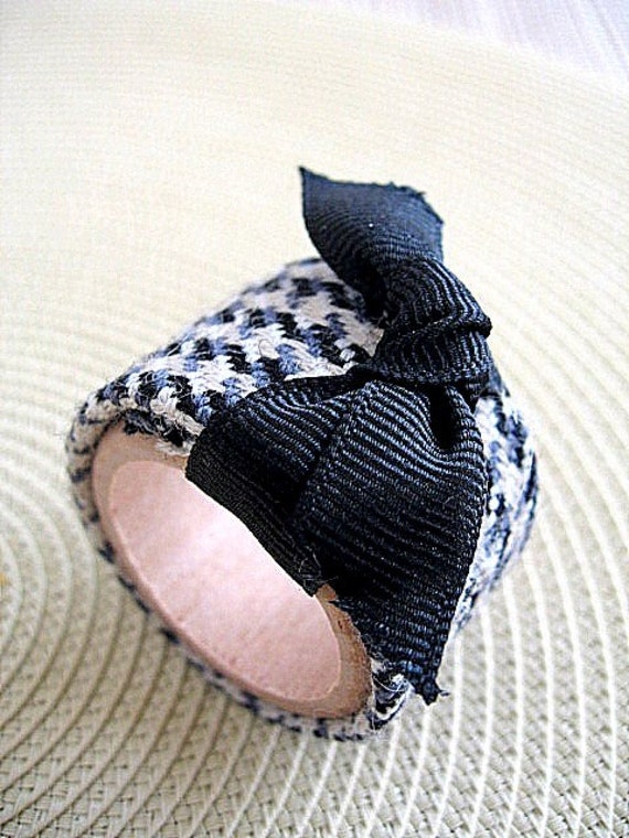 Items similar to Napkin Rings Set of 4 black and white fabric covered