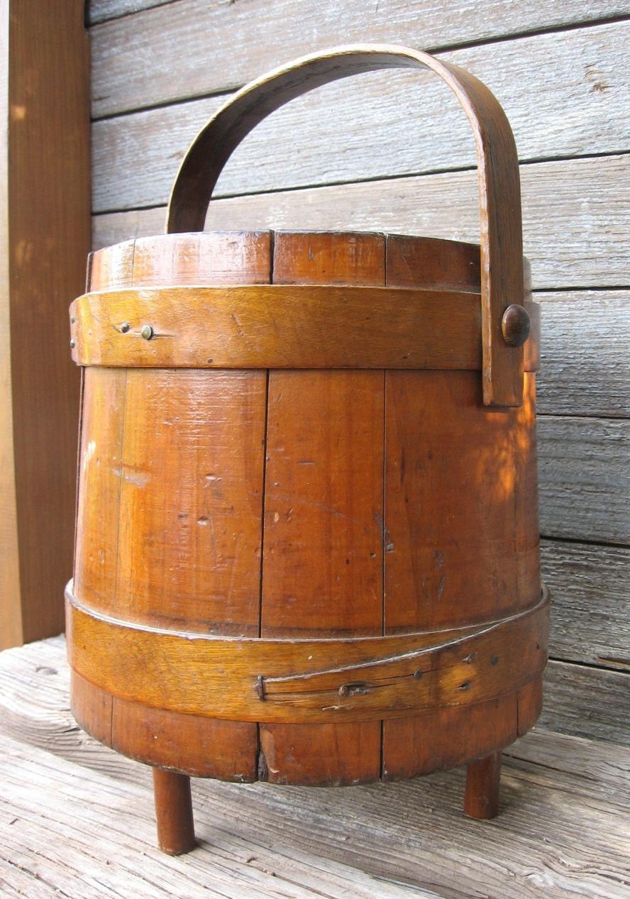 Old Shaker Wood Firkin Bucket