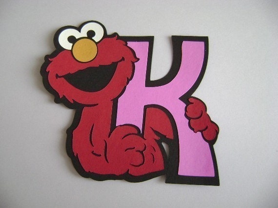 Elmo holding letters A thru Z or numbers 1 thru 9 Die Cut