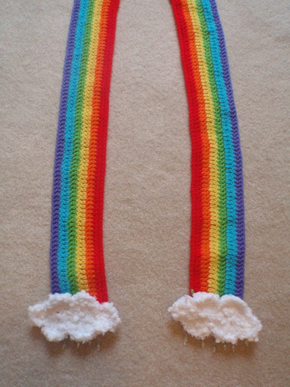 crochet ear covers muff rainbow cloud headband headpiece