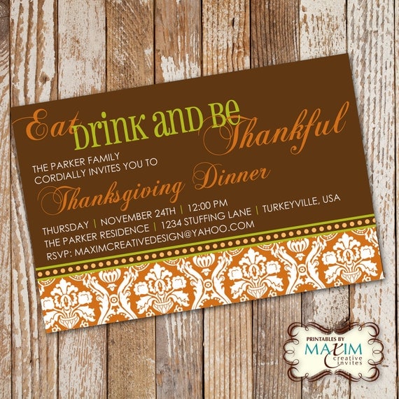 Items similar to DIY Printable Invitation - Thanksgiving ...