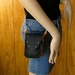 FREE SHIPPING - Clip on Hip Bag in Black and Harley Orange leather with studs