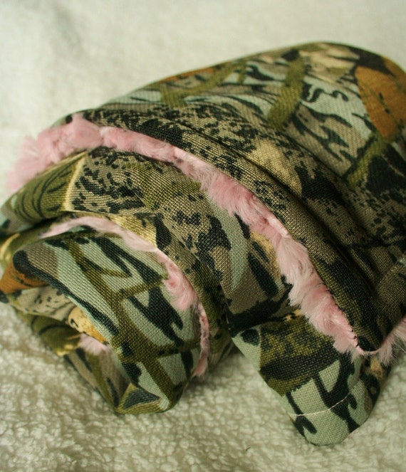 Realtree Camo Baby Blanket and Pink and Brown Two Tone Minky