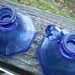 Vintage Candle Holders Blue Colbalt Glass Art Deco Octagonal