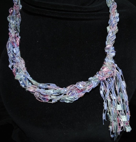 Crocheted Ladder Trellis Yarn Necklace Free Shipping In US