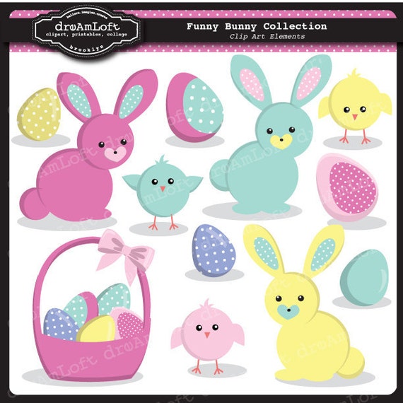 Items similar to Easter Clip Art Funny Bunny Collection ClipArt ...