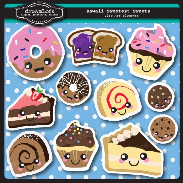 Kawaii Sweets Sweetest Clipart Set for scrapbooking and paper