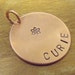 Custom Copper Pet Tag - 1" diameter disc with your choice of words/number/symbol