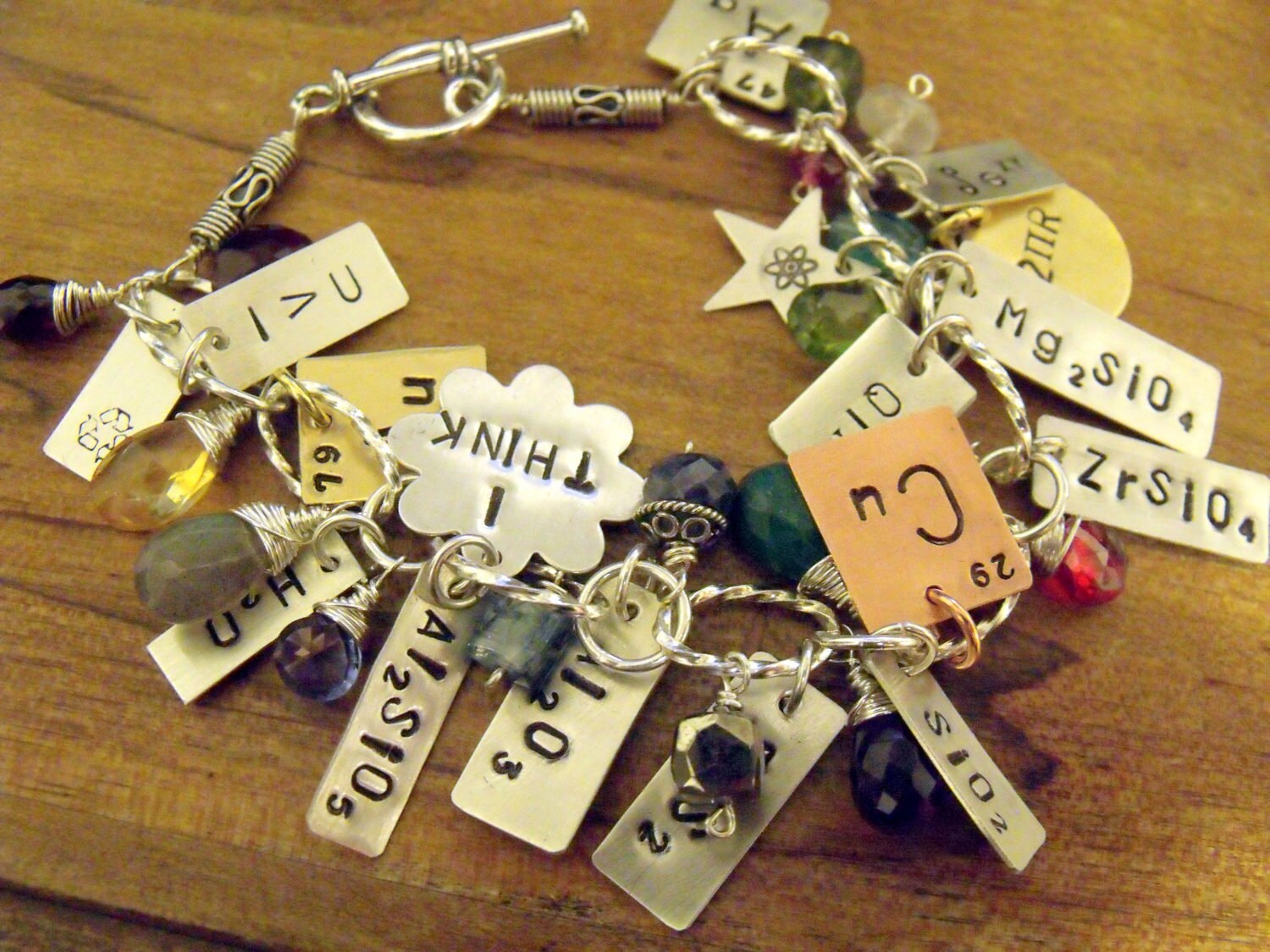 Charm Bracelet Sterling Silver Bracelet Science Chemistry