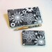 Fabric Checkbook Cover and Card Case White Flowers on Black