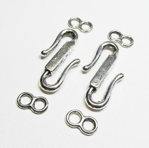 Metal Hook and Eye Clasps Pewter Large Double Hooks 2