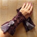 Lace and Velvet Fingerless Gloves Arm Warmers Purple Lavender Stretch Fall Womens Fashion