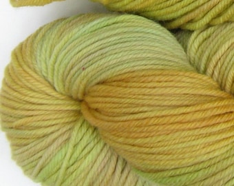 March Hare hand dyed worsted weight yarn, 4ply superwash merino, 100g 220yds - Horned Melon 3