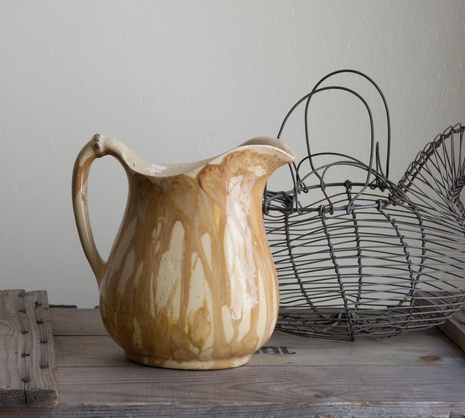 SALE. vintage farmhouse pitcher