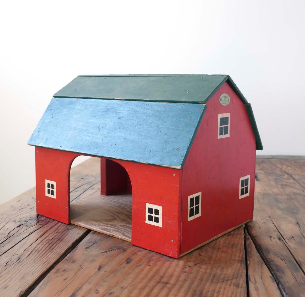 vintage red toy barn