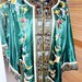 Antique 1930s Chinese Green Silk Hand Embroidered Butterflies Manchu Jacket Fits to 1x OSS