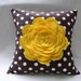Brown And White Polka Dot Yellow Felt Oversize Zinnia Pillow Cover Sofa Pillow Cushion Cover 18X18