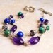 Amethyst Lapis Lazuli Turquoise Bracelet, Bali Sterling Silver, Gemstone Jewelry, Handmade