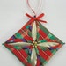 Red Plaid and Gold Cathedral Window Quilted Christmas Ornament 531