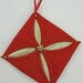Quilted Christmas Ornament - Red and Gold Cathedral Window 541