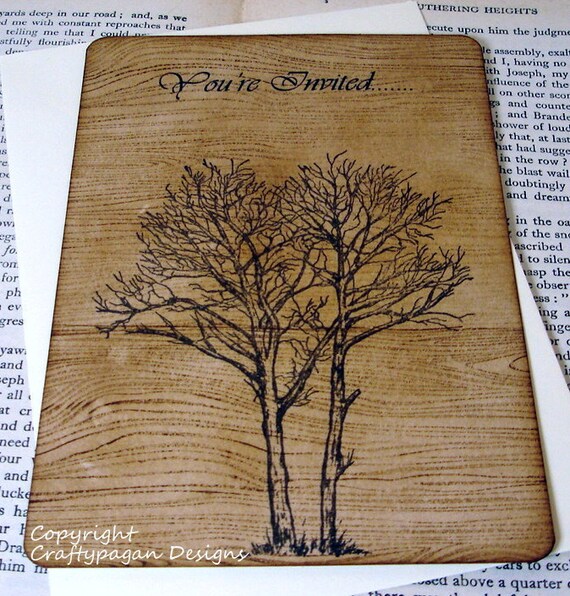 Items Similar To Fall Wedding Invitation Woodgrain Design With Items Similar To Fall Wedding Invitation Woodgrain Design With Envelope Double Sided By Craftypagan Designs On