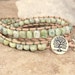 SALE Peridot Jasper Leather Wrap Bracelet with Tree of Life Button